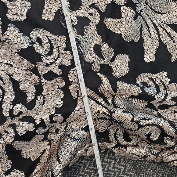 Like NEW JOA Taupe Blk Sequin Embroidered Flat Front Fancy Cigarette Pant Sz S/M - Picture 10 of 12